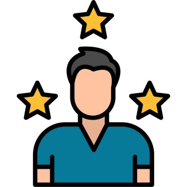 Yıldız vektör illüstrasyonlu insan avatarı