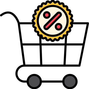 İkonlu alışveriş arabası, vektör tasarımı