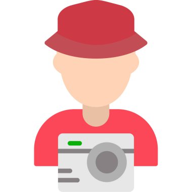 Kameralı adam, illüstrasyon, vektör, beyaz arka planda..