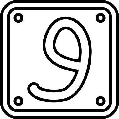 Dolu taslak biçiminde dokuz numaralı numara simgesi