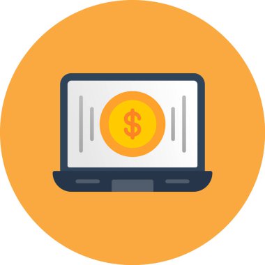 Dolar işareti vektör tasarımı olan dizüstü bilgisayar