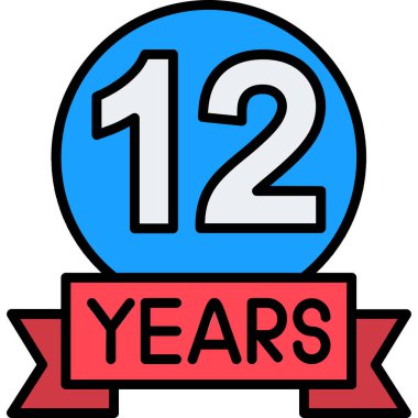 12 yıllık simge, basit düz tasarım