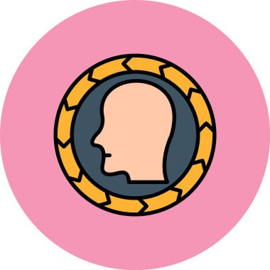 Çemberdeki insan kafası, resimleme, beyaz arkaplan üzerindeki vektör.