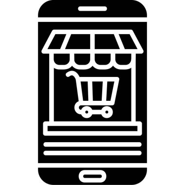 Alışveriş arabası simgesi olan cep telefonu, basit stil