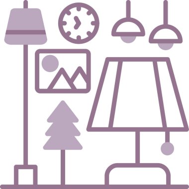 Bir masa lambasının vektör çizimi, bir lamba ve bir masa.