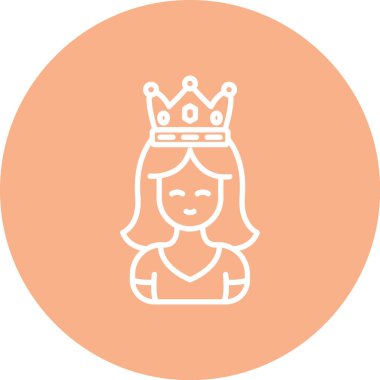 Taç çizgisi ve ikon tarzı olan güzel kız, vektör çizimi tasarımı