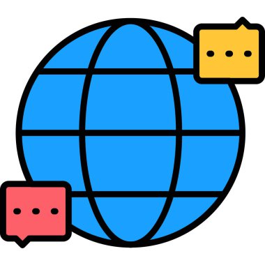 İnternet iletişim ağı simgesi - ana hatlar biçimi