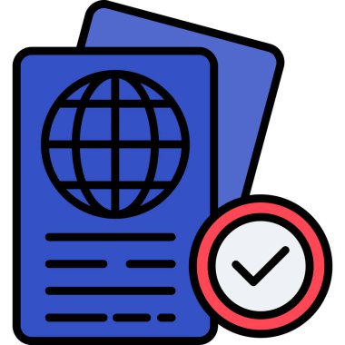 Pasaport simgesi, seyahat bağlantılı vektör illüstrasyonu