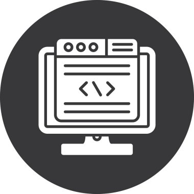 Web şeffaf ve mobil uygulama tasarımı, programlama logosu tasarımı için beyaz arkaplanda izole edilmiş kodlama simgesi vektörü