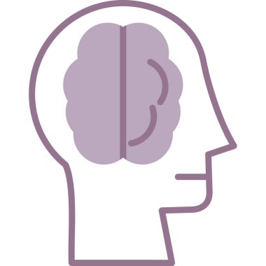 Beyni olan insan kafası. Basit simge.