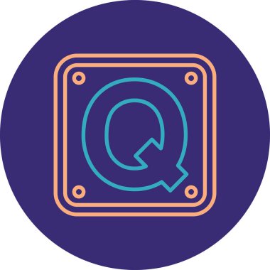 Q Harfi Simgesi, Basit Renk Vektörü İllüstrasyonu