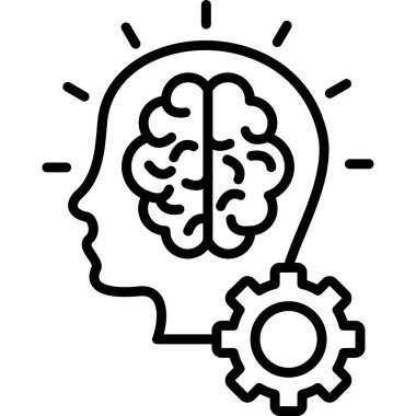 İnsan beyni ikonu ana hat vektörü. İnsan beyni. zihin düşünüyor