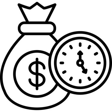 Dolar para çantası simgesi taslak biçimi