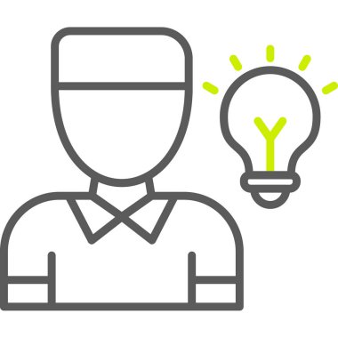 Özet tarzında ampul iş adamı simgesi