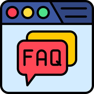 soru faq simgesi renk ana hatları vektörü