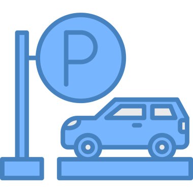 Park ediyor. Web simgesi basit illüstrasyon