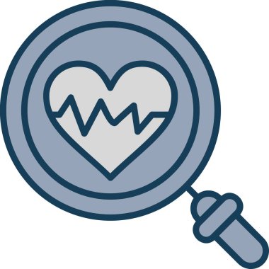 kalp büyüteç vektör simgesi. doldurulmuş çizgi vektörü