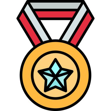 Madalya ödülü ikonu doldurulmuş taslak biçiminde