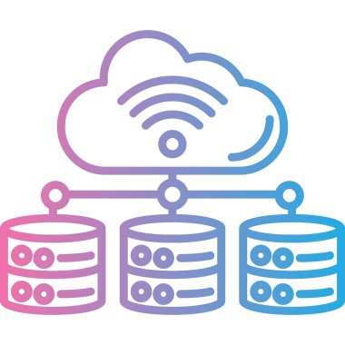 Bulut veritabanı sunucu simgesi doldurulmuş dış hat biçimi