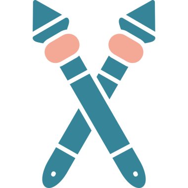 çapraz kılıç vektör simgesi. biçim düz bicolor simgesi ve pembe renkler, yuvarlak açılar, beyaz arkaplan.