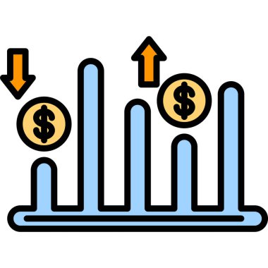Dolar işaretli büyüme grafiği. renk illüstrasyonu