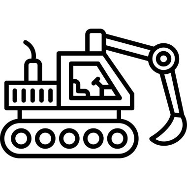 Kazı ikonu. Web için buldozer vektör simgesinin özet çizimi