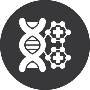 DNA molekül kabartma simgesi. biçim düz yuvarlak gri renk, gri renk ve yuvarlak açılar, beyaz arkaplan.