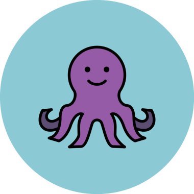 Ahtapot. Web simgesi basit illüstrasyon