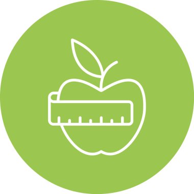 elma ve mezura simgesi, vektör illüstrasyonu