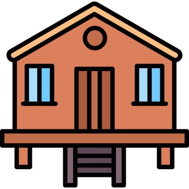 Bina. Web simgesi basit illüstrasyon