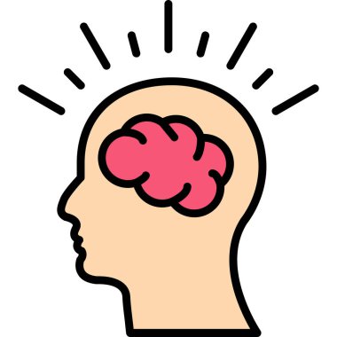 Beyin ikonu vektör illüstrasyonlu baş