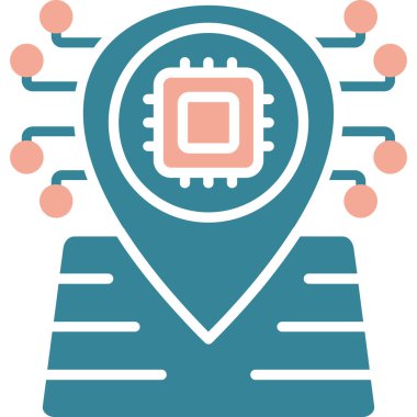 Harita konumu simgesi beyaz arkaplan üzerinde izole edilmiş düz biçimdedir. resimleme