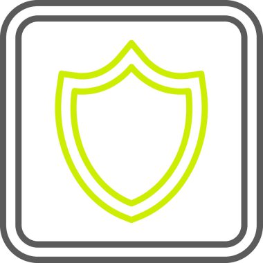 Kalkan vektör simgesi. Bu yuvarlak düz sembol yeşil renkli ve beyaz arkaplanda izole edilmiş..