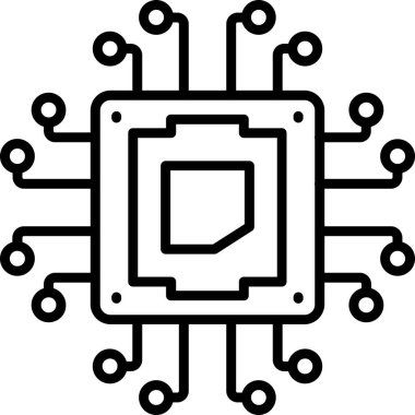 İşlemci İşlemci simgesi. Beyaz üzerinde izole edilmiş web tasarımı için basit Cpu vektör simgeleri çizimi