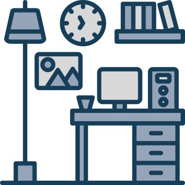 Çalışma masası ofis simgesi - taslak biçimi