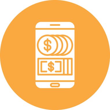 para simgesi ile cep telefonu, basit vektör illüstrasyonu