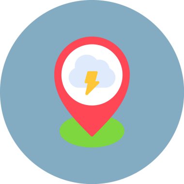 Fırtına Simgesi, Basit Renk Vektörü İllüstrasyonu