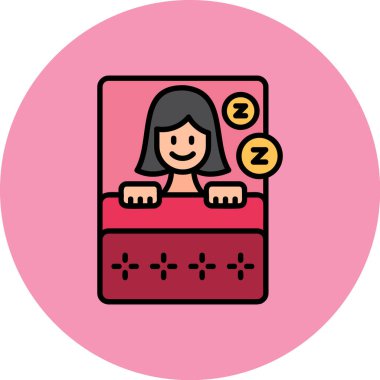 Uyku ikonu olan kız, vektör illüstrasyonu