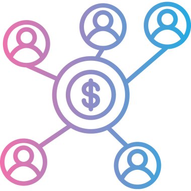 Ağ bağlantısı ile dolar işaretinin vektör illüstrasyonu