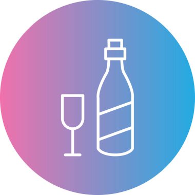 Şarap şişesi. Basit resimleme