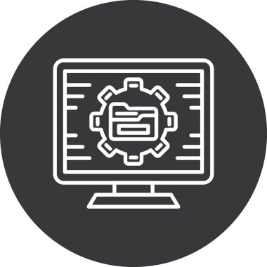 Dişli ve ayarlı bilgisayar monitörü, basit vektör illüstrasyonu