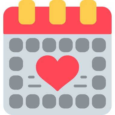 takvim kalp tarihi simgesi doldurulmuş taslak biçimi