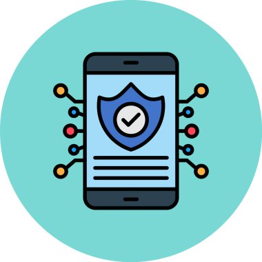 Mobil güvenlik simgesi. Web için akıllı telefon vektör simgelerinin basit çizimi