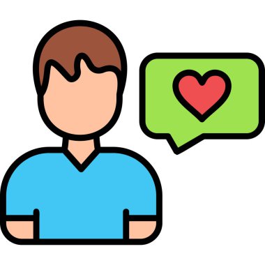 kalp ve konuşma balonu ikonu. vektör illüstrasyonu