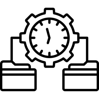 Zaman yönetimi simgesi ana hatları vektörü. İş planı. zaman yönetimi