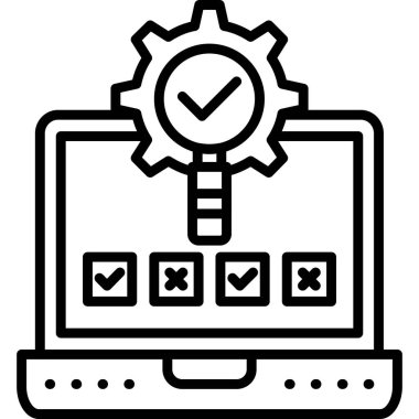 Dizüstü simgesi olan kontrol listesi, basit vektör illüstrasyonu