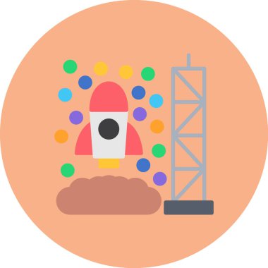 Roket. Web simgesi basit illüstrasyon