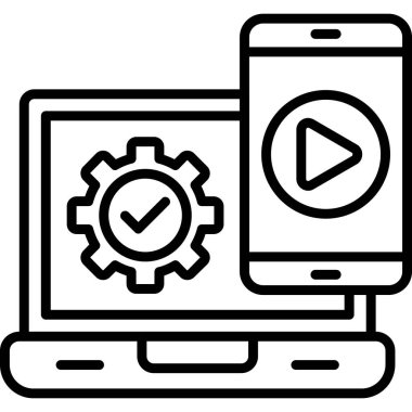 akıllı telefon ve dişli simgesi, vektör illüstrasyon tasarımı olan dizüstü bilgisayar