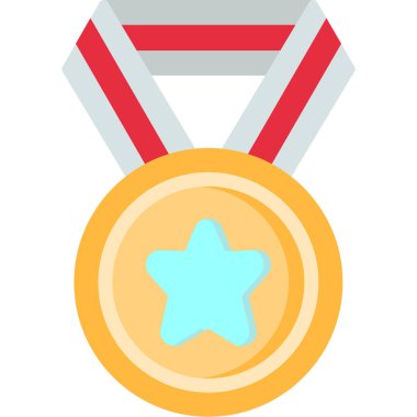 Madalya ödülü düz simgesi, vektör illüstrasyonu