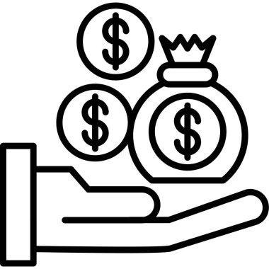 Para simgesi, anahat stili tutan el